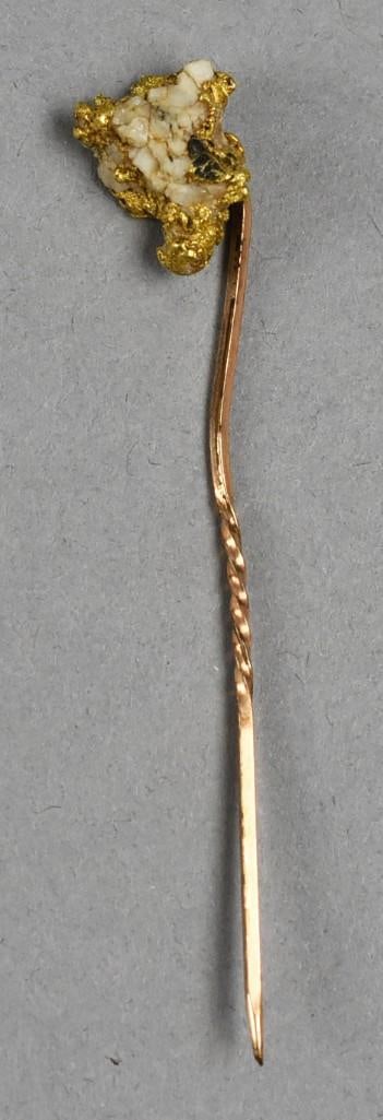 Antique Natural Gold Nugget in Quartz Stick Pin (1 of 5)