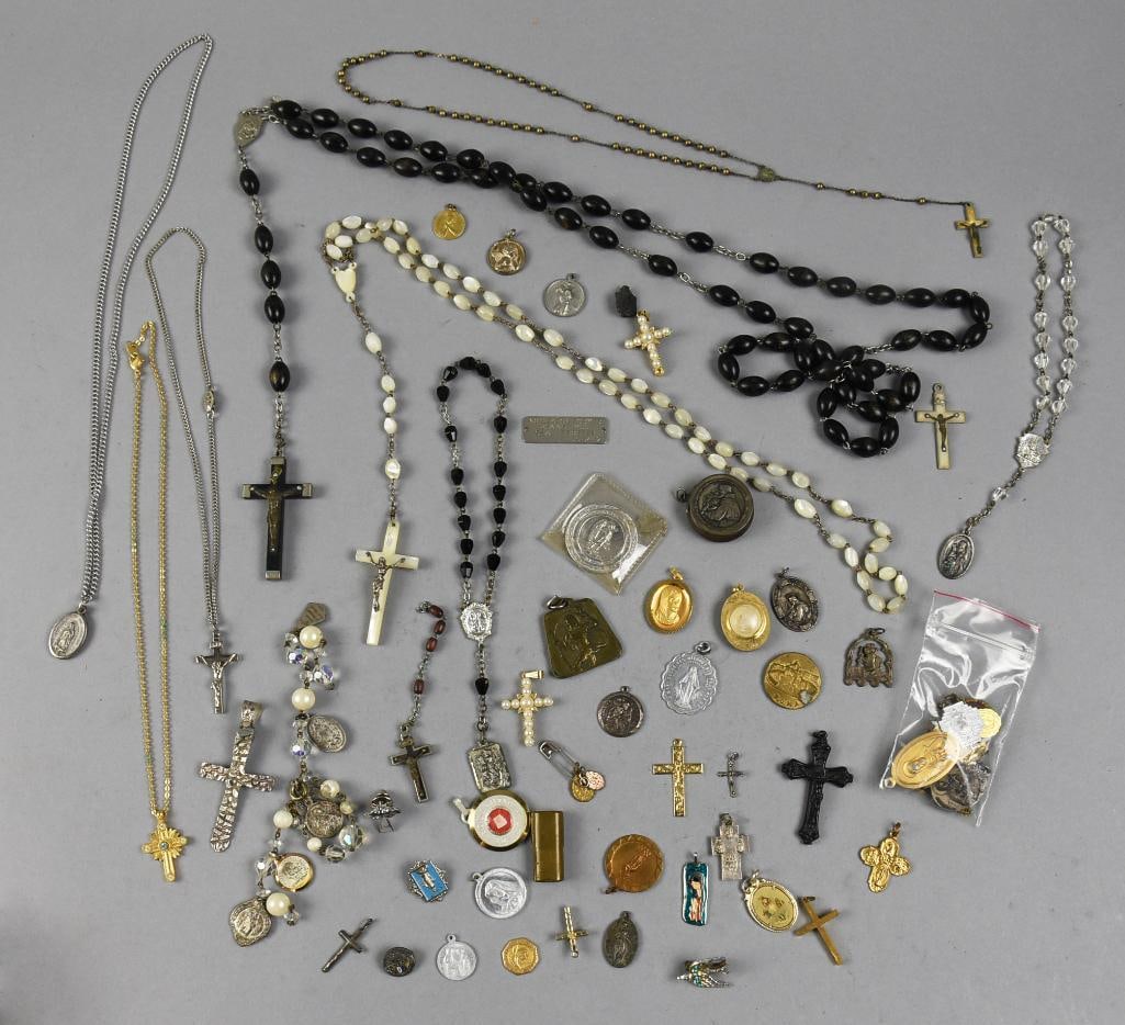 Large Assort. of Religious Jewelry, Charms, Rosaries + (1 of 6)