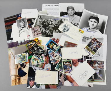 (66) Brooklyn Dodgers + Greats Signed Photos, Paticchio: Great selection of signed photos and other papers signed by some Brooklyn Dodgers, Hall of Famers and other Baseball Greats. Some of the names include Jim Gentile, Frenchy Bordagaray, Elmer Valo, Herm