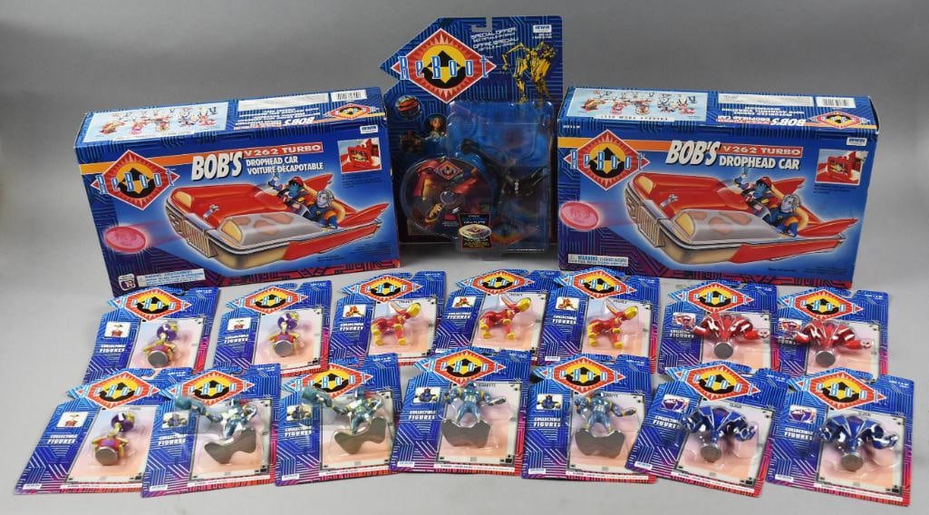 (17) Irwin ReBoot Action Figures Carded - New Old Stock: Lot is 17 1995 Irwin ReBoot Action Figures Carded - New Old Stock. Figures are one Black Dog with CD Rom, two Bob's V262 Dopehead Car; two of each mini figure Hack, Slash, Megabyte,?Megabyte with Gun,