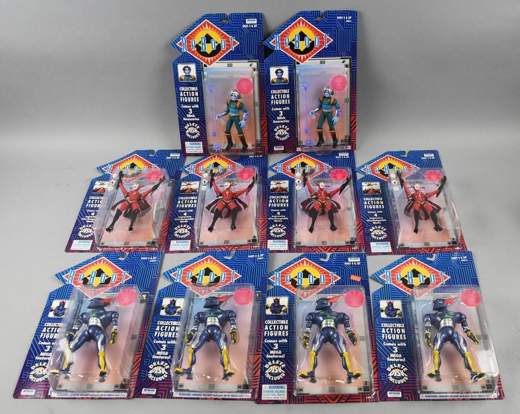 (10) ReBoot Change Action Figures -Irwin-Carded-NOS: Lot is 10 ReBoot Change Action Figures -Irwin-Carded-NOS. There are four Megabyte, four Hexadecimal and two Bob. From the home of the largest toy collector on the west coast.