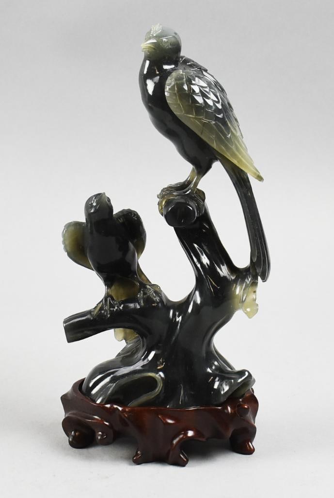 Chinese Spinach Jade Magpies on Branch-Original Box (1 of 8)