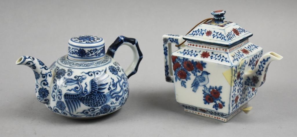 Chinese Blue & White Porcelain Teapots, Marked (1 of 6)