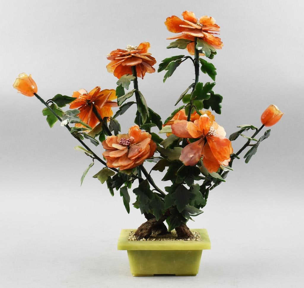 Vintage Chinese Jade and Agate Stone Tree (1 of 6)