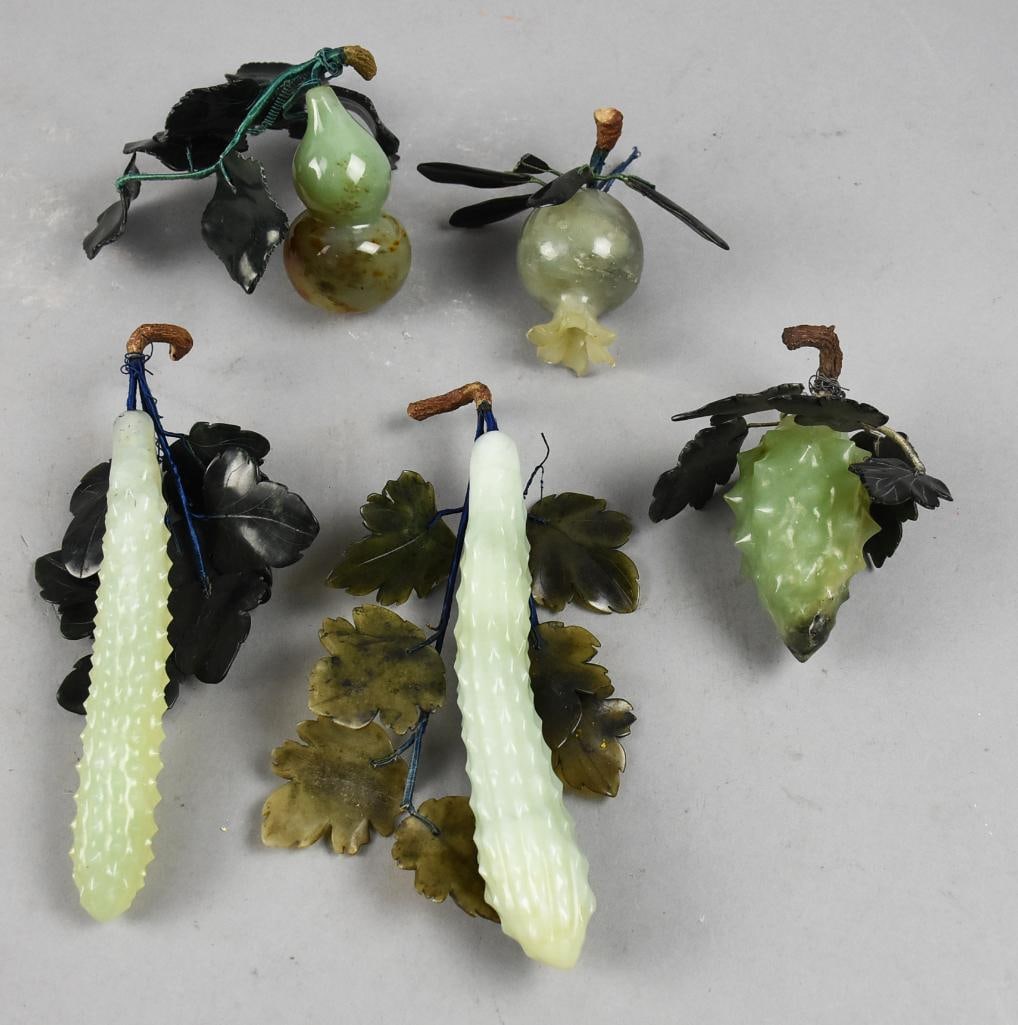 Vintage Chinese Carved & Polished Jade Fruits (1 of 3)