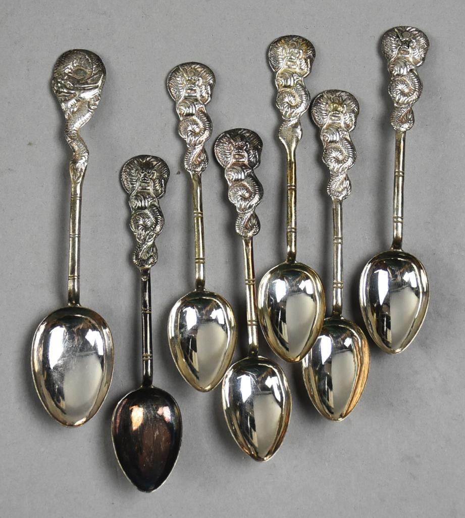 Vintage Chinese Lee Yee Hing 90 Silver Dragon Spoons (1 of 7)