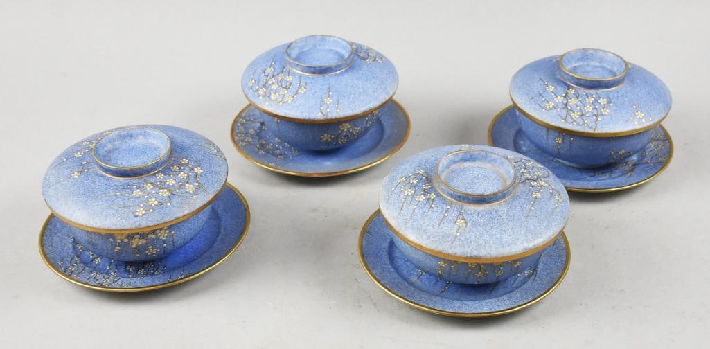 Vintage Asian Porcelain Lidded Rice Bowls w/ Plates (1 of 9)
