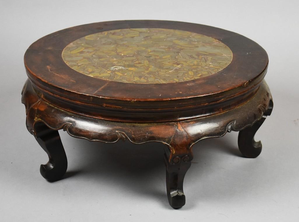 Chinese Lacquered  Stone Low Round Table (1 of 8)