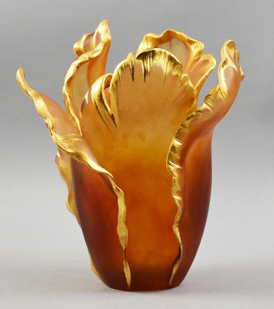 Daum France Tulip Vase w/ Gold Accents, Limited Edition 1/25 (1 of 10)