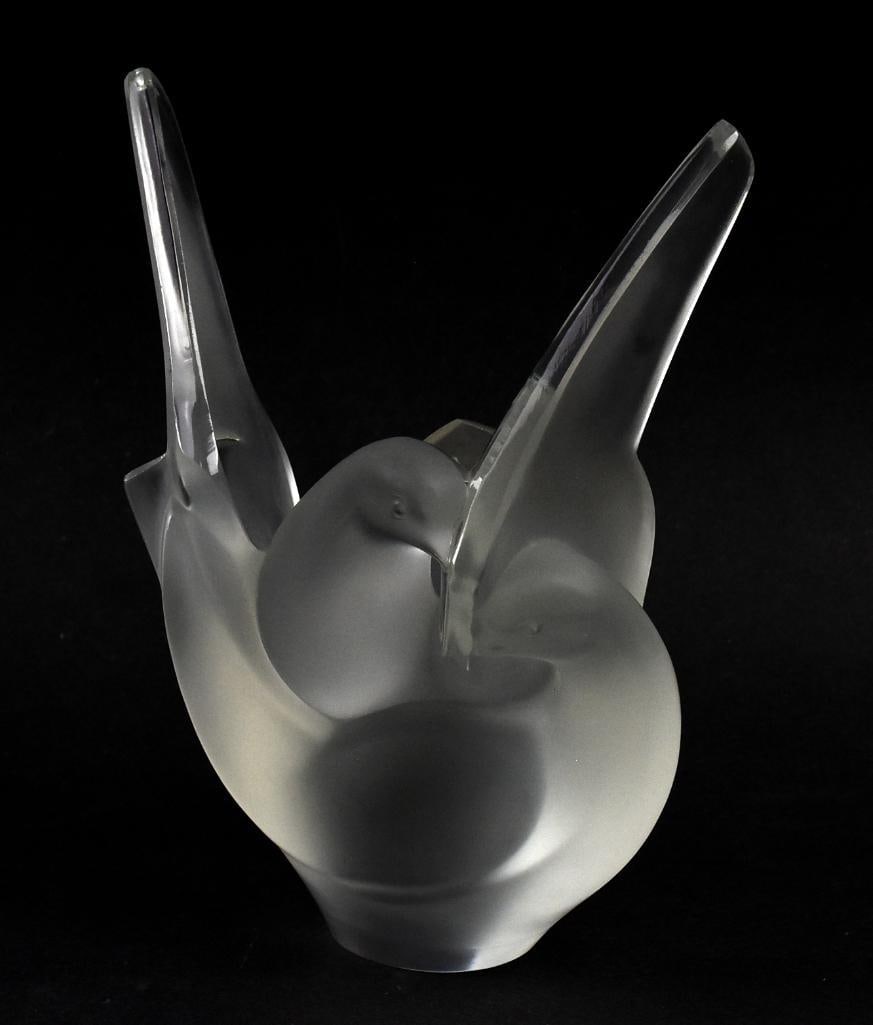 Lalique Sylvie Frosted Crystal Lovebirds Vase (1 of 7)