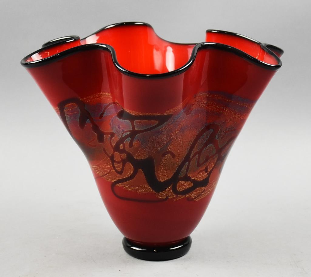 Michael Nourot (1949-2015) Red Satin Flute Series Vase (1 of 5)