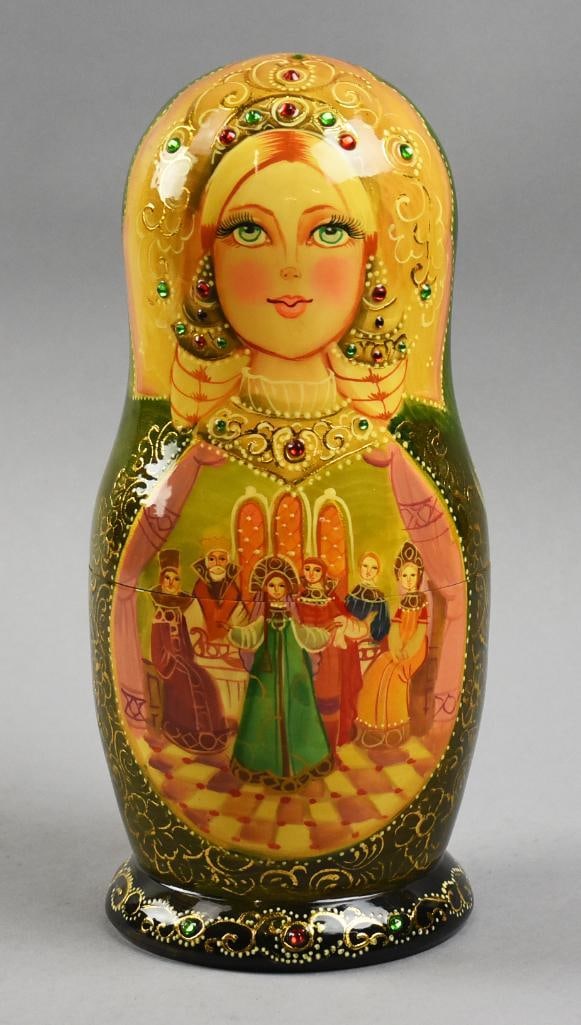 Russian Matryoshka, Jeweled Nesting Dolls, Signed (1 of 9)