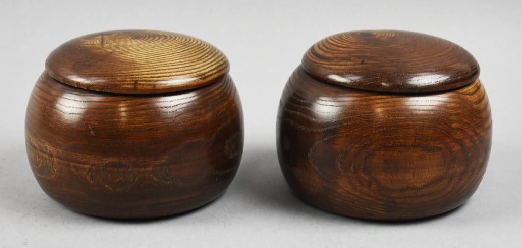 c1960 Japanese Turned Wood Bowls w/ Lids - NOS MCM (1 of 7)