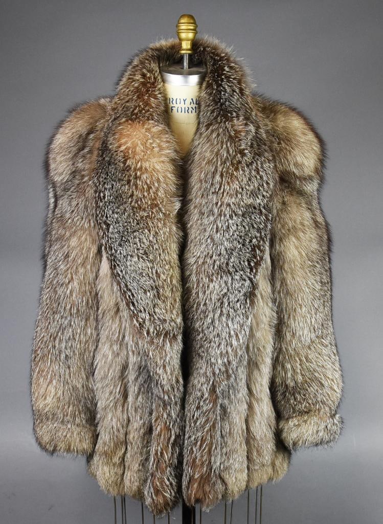 c1950 Silver Fox Mid Length Fur Coat (1 of 8)