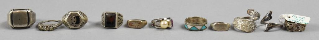 Vintage Assorted Sterling Silver Rings, Some Signed (1 of 7)