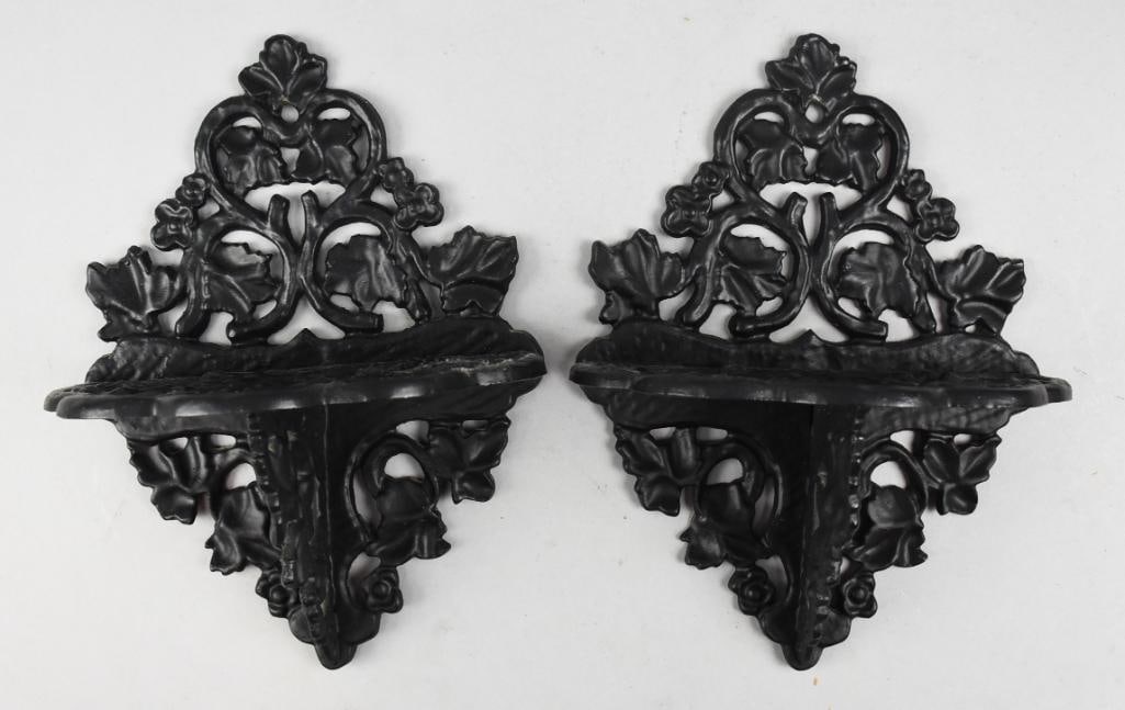 Victorian Fretwork Cast Iron Wall Shelf Pair (1 of 6)