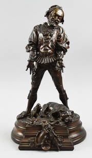 After Alfred Barye (1839-1882) The Jester Bronze: Beautiful sculpture appears bronze and is after artist Alfred?Bayre. (1839-1882). This piece is called They Are Nice" with the tall jester and monkey and sleeping dog at his feet. The cartouche on fro