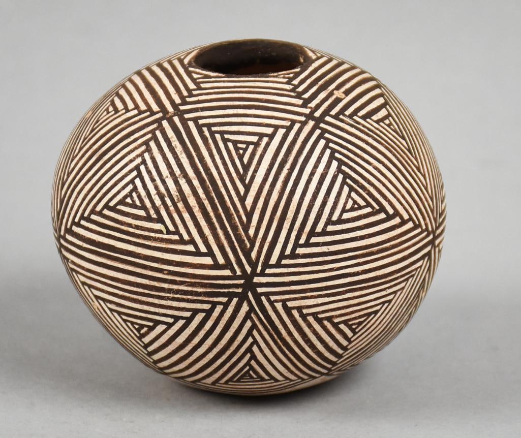 Drew Lewis Acoma Pottery Seed Pot, Signed (1 of 6)