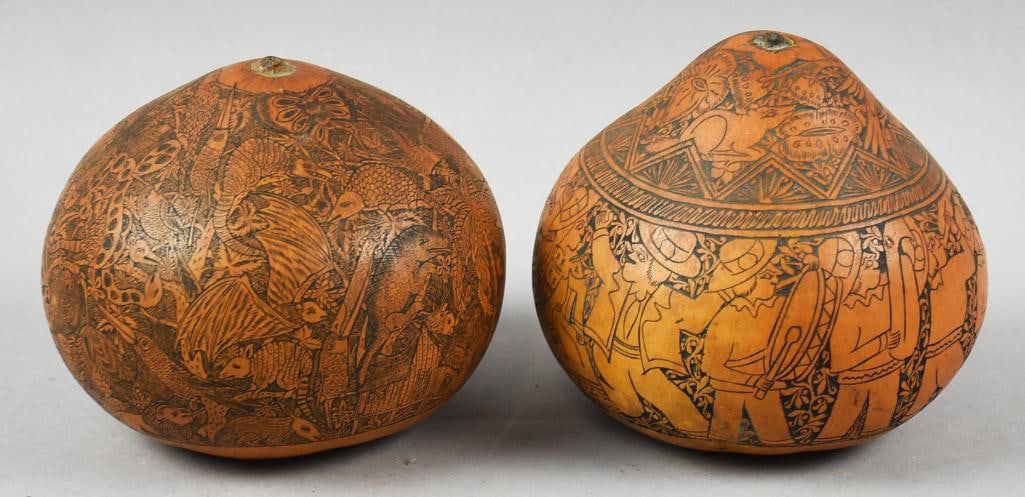 Vintage Peruvian Hand Carved Gourds (1 of 8)