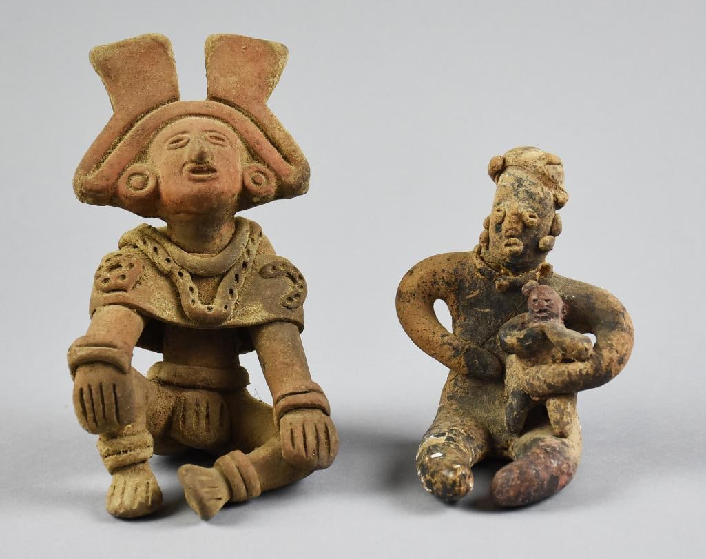 Pair Tera Cott Pre Columbian Sitting Fugues (1 of 7)
