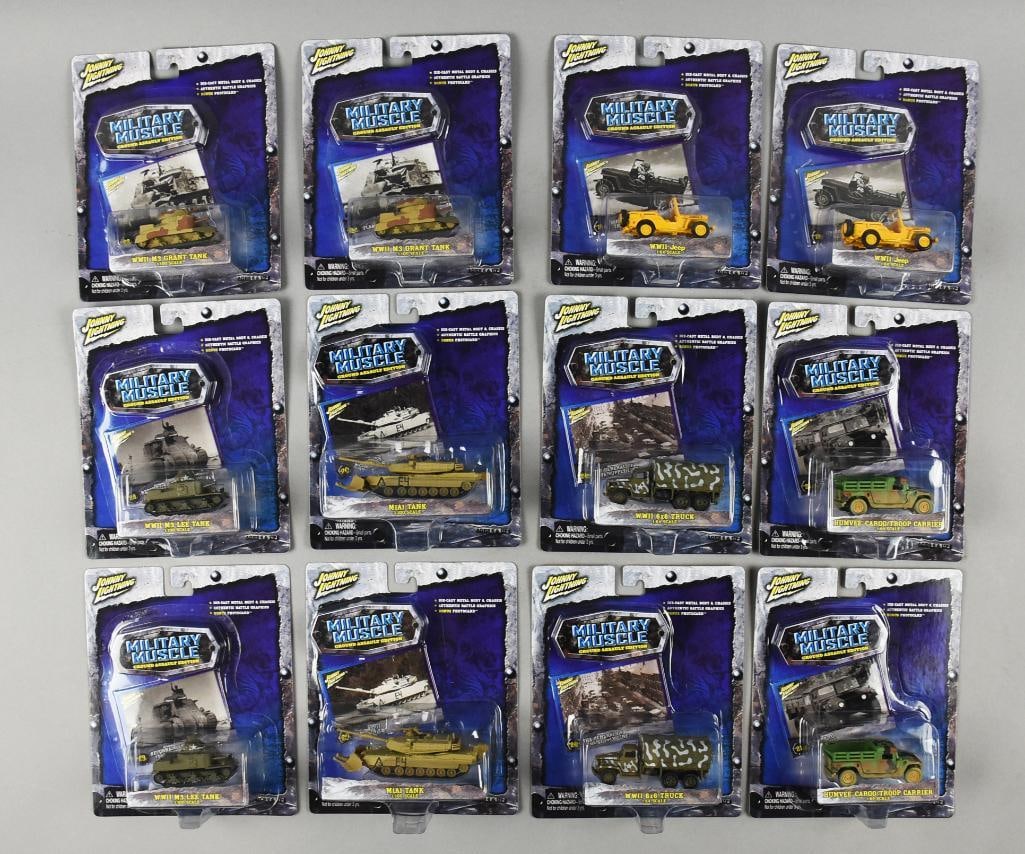 Johnny Lightning Military Muscle Original Shipping Box: Johnny Lightning Military Muscle Original Shipping Box, carded, new old stock. From the home of the largest toy collector on the west coast.