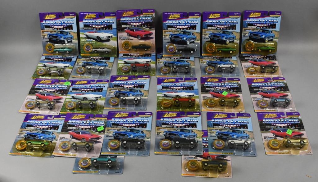 Johnny Lightning Die Cast Cars-Error Cards-Carded-NOS: New old stock Johnny Lightning Die Cast Cars-Error Cards-Carded. Each car is on the wrong card and are as follows: 13 69 Chargers, 10 Shelbys, two 66 Malibu and one 69 Firebird. From the home of the