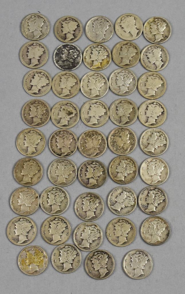 (44) Mercury Dimes 90% Silver - Fine to Very Fine (1 of 5)