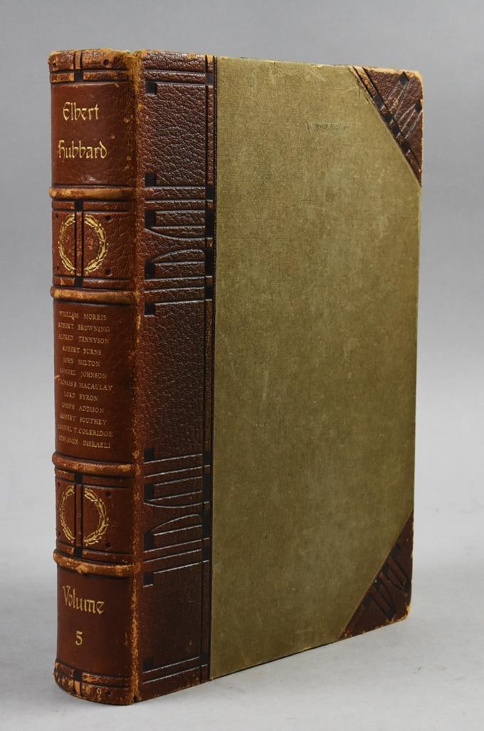 1909 Complete Writings of Elbert Hubbard Author's Ed. SIGNED: Beautiful book published by The Roycroft?Shop of Elbert Hubbard, founder of reformist community. This book, The Complete Writings of Elbert Hubbard is Vol. 5 and is the Author's Edition 124 of 1000, h