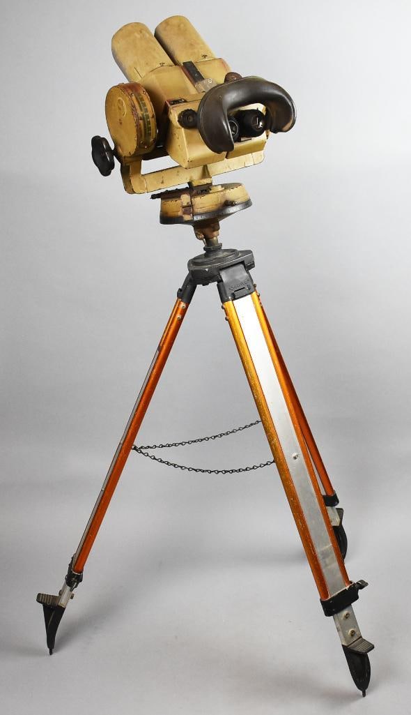 Wwii German Emil Busch Artillery Binoculars, Tripod Auction