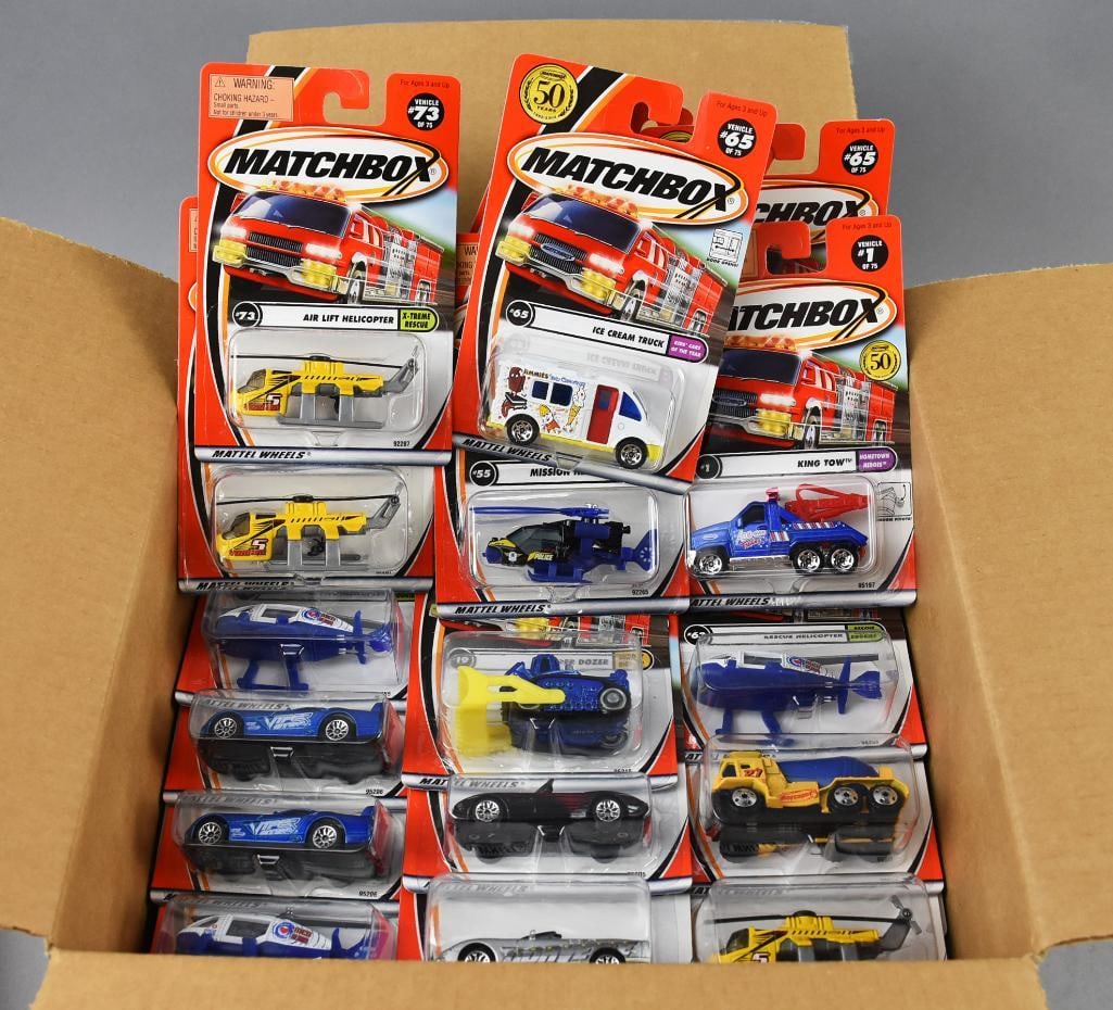 (74) Matchbox Assorted Basic, Carded - New Old Stock: Lot is 74 Matchbox Assorted Basic, Carded - New Old Stock. From the home of the largest toy collector on the west coast.
