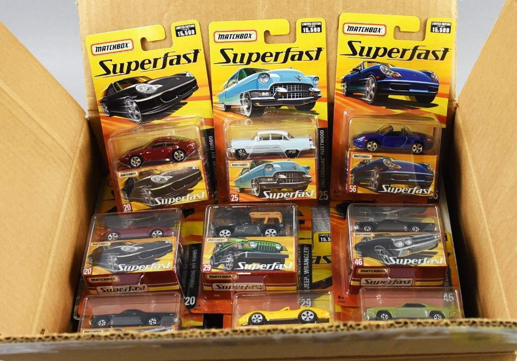 2004 Matchbox Superfast Die Cast, Carded-New Old Stock: Lot is 27 2004 Matchbox Superfast Die Cast, Carded-New Old Stock. All are limited edition 1-15500. From the home of the largest toy collector on the west coast.