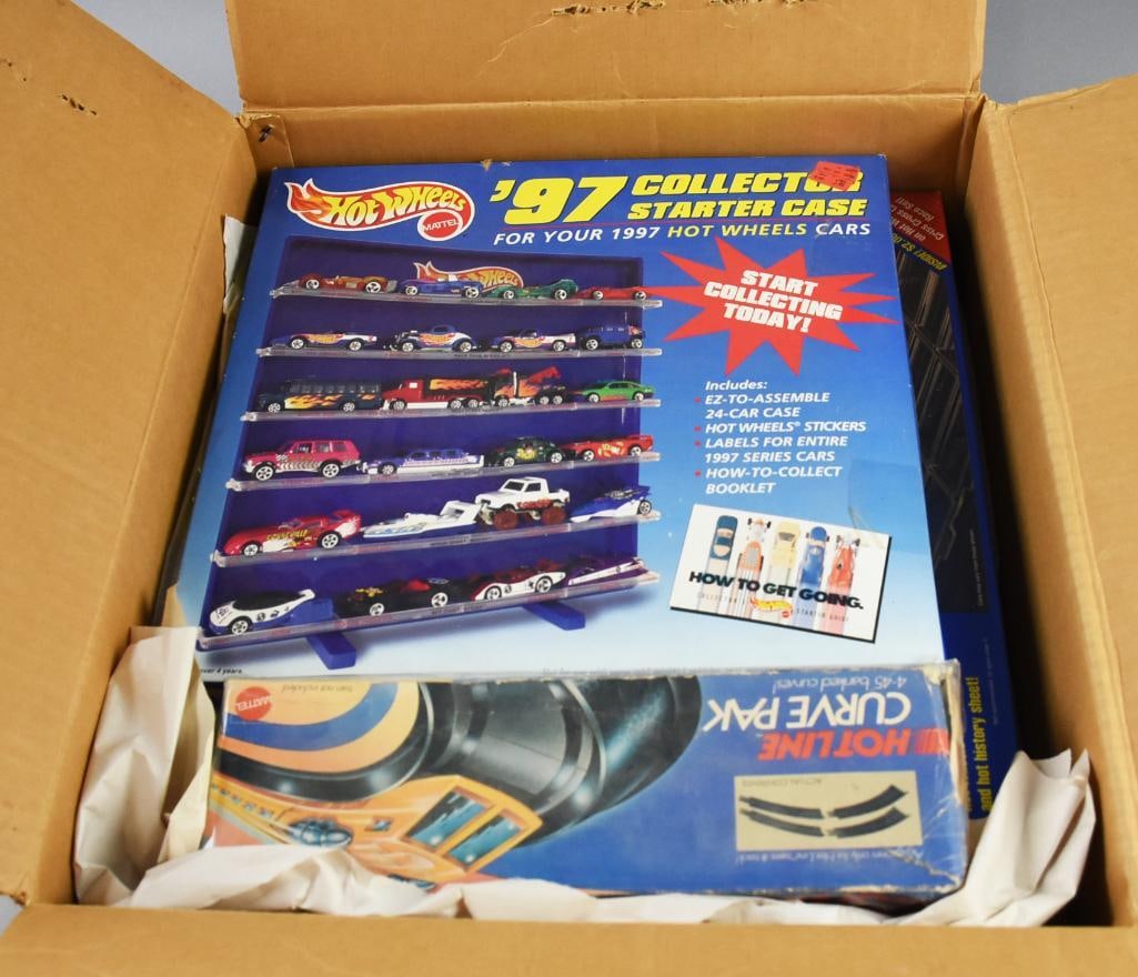 1993, 2000, 2004 Hot Wheels Play Sets/Gift Packs-NOS: Lot is six 1993, 2000, 2004 Hot Wheels Play Sets/Gift Packs-NOS. 25th Anniversary with 16 cars and display case, two Hot Wheels 10 car gift pack with exclusive decoration-each with a different selecti