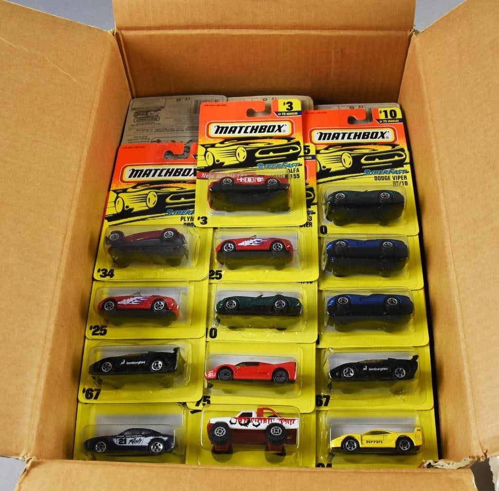 99 1995-96 Matchbox Superfast Carded-NOS: Lot is 99 1995-96 Matchbox Superfast Carded-NOS. From the home of the largest toy collector on the west coast.