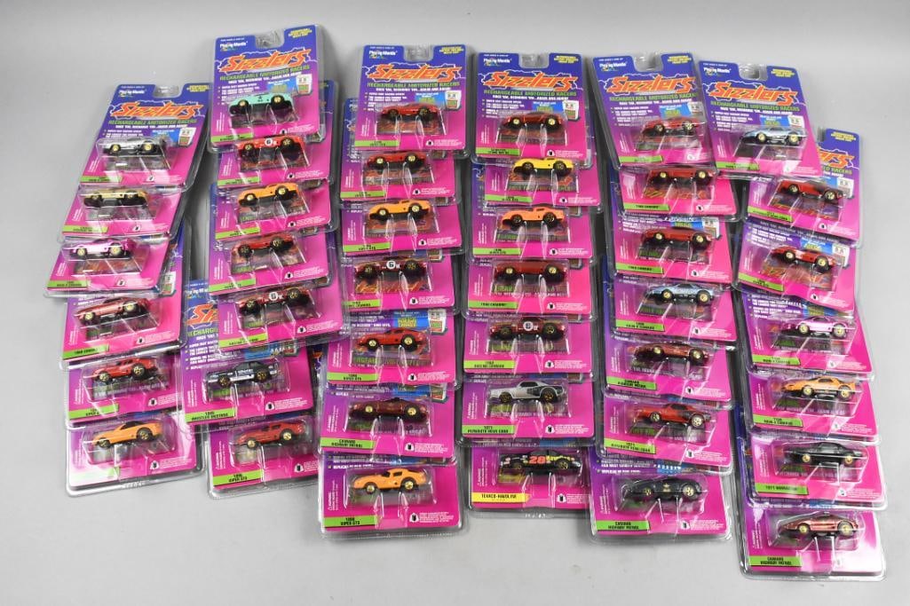 41 Playing Mantis Sizzler's Die Cast Cars-Carded, NOS: Lot is 41 Playing Mantis Sizzler's Die Cast Cars-Carded, NOS. From the home of the largest toy collector on the west coast.