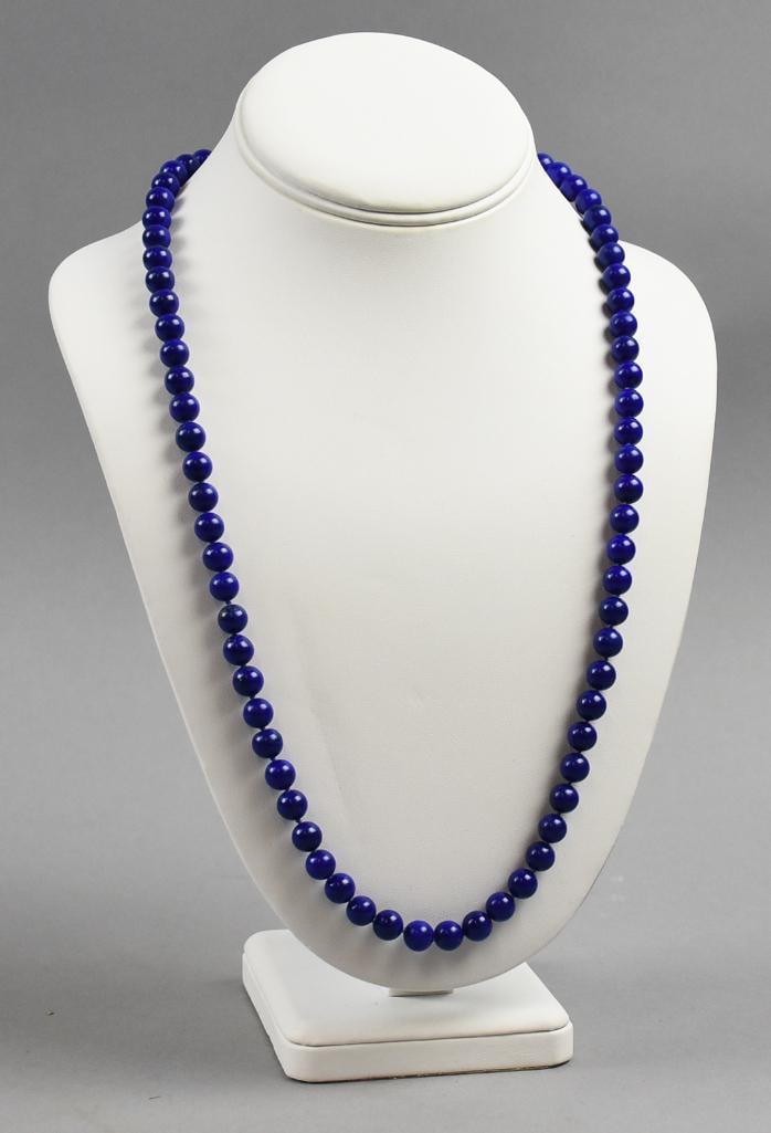 Lapis Single Strand Bead Necklace w/ 14K Clasp (1 of 6)
