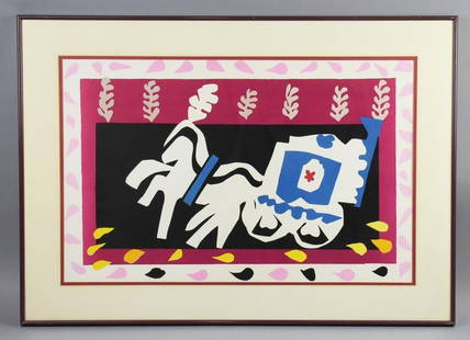 Henri Matisse (1869-1954) Funeral for Pierrot Serigraph: Awesome piece from an original Henri Matisse (1869-1954). It is called L'Enterrement de Pierrot or Funeral for Pierrot. It is a serigraph and has been nicely framed with matte. Measures 23" x 32".