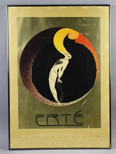 c1970 Erte (1892-1990) L'Amour Poster, Mirage Editions: Very cool offset lithograph of an original by Romain (Erte) Tirtoff (1892-1900). It is called L'Amour. It was carefully reproduced by Mirage Editions Inc in Santa Monica, CA. On the back is a COA. Fra