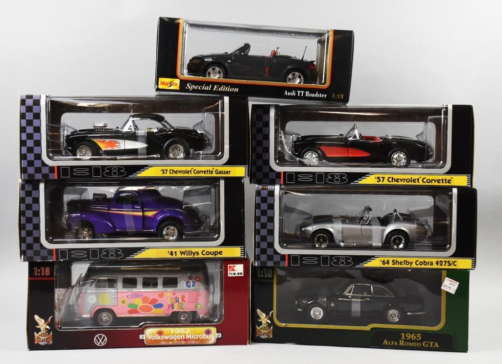(7) Maisto 1/18 Scale Die Cast Cars, Mint in Box - NOS (1 of 3)