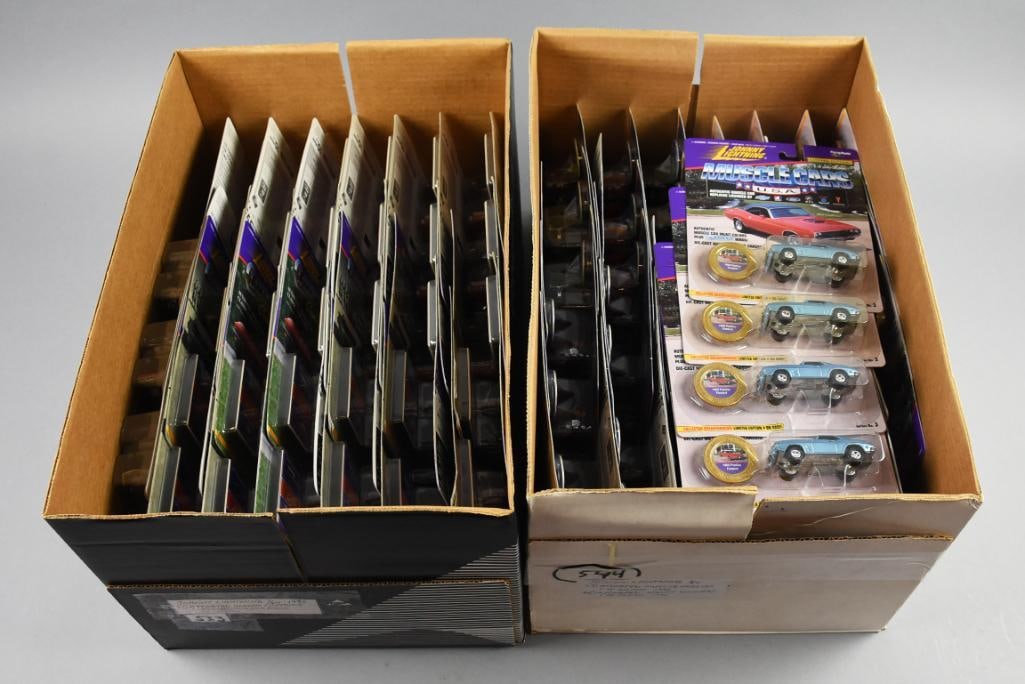 (87) 1996 Johnny Lightning Corvette, Muscle, Wacky - NOS: Lot is 87 1996 Johnny Lightning Corvette, Muscle, Wacky - NOS. Consists of 29 Muscle cars, 25 Wacky Winners and 33 Classic Custom Corvettes two car packs.