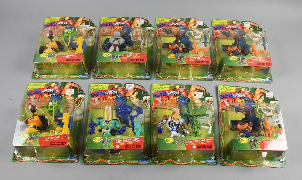 (8) Playmates Earthworm Jim Action Figures-Carded - NOS (1 of 2)
