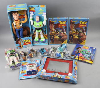 Assortment Toy Story, Play Sets, Action Figs & More-NOS: Assortment Toy Story, Play Sets, Action Figs & More-NOS. Includes an Etch-A-Sketch and Burger King premiums. Woody And Buzz Lightyear. Great lot!