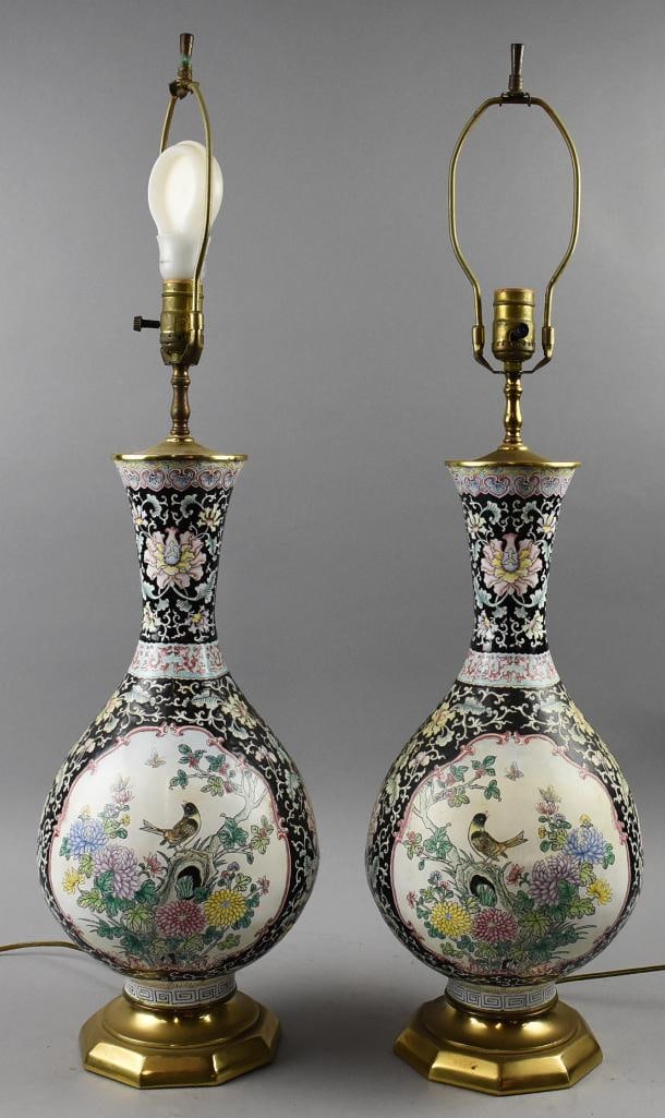 Vintage Chinese Enamel Table Lamps (1 of 12)