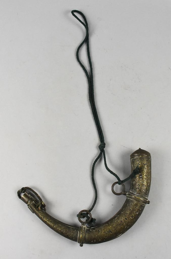 19th C Style Islamic Brass Powder Horn (1 of 6)