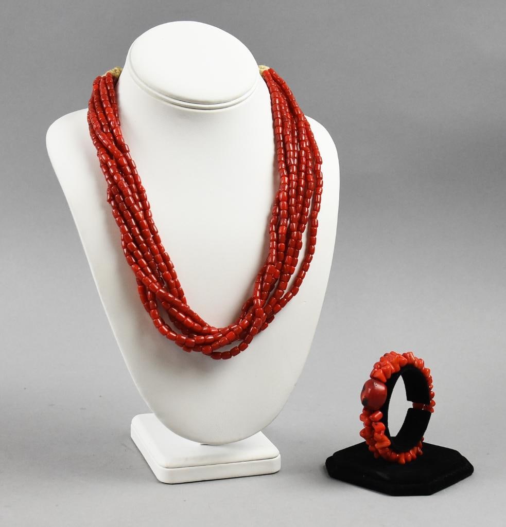 7 Strand Natural Red Coral Necklace and Bracelet (1 of 8)