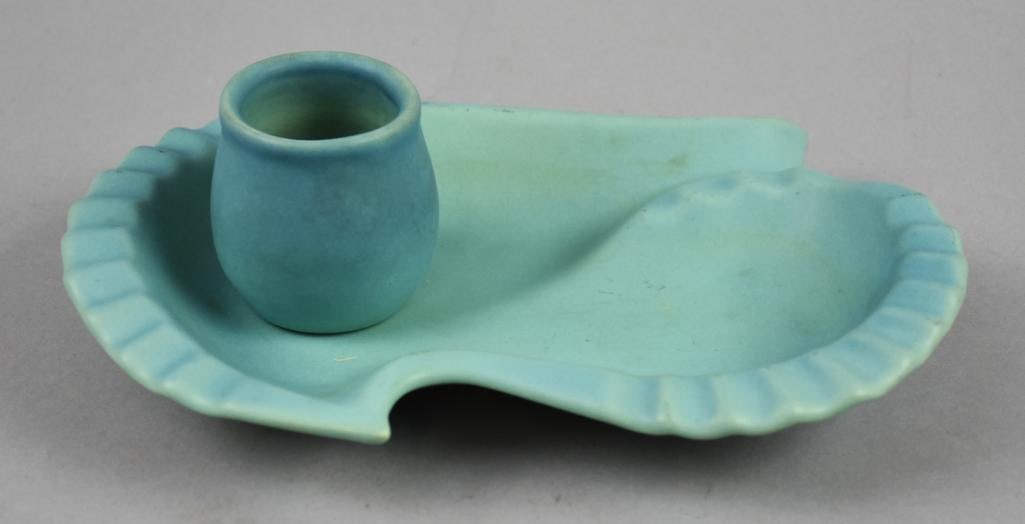 Vintage Van Briggle Ming Blue Ashtray and Jar (1 of 5)