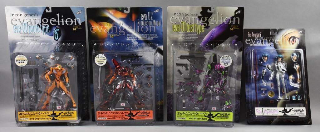 (4) Evangelion Action Figures, Carded, Mint, New Old Stock (1 of 2)