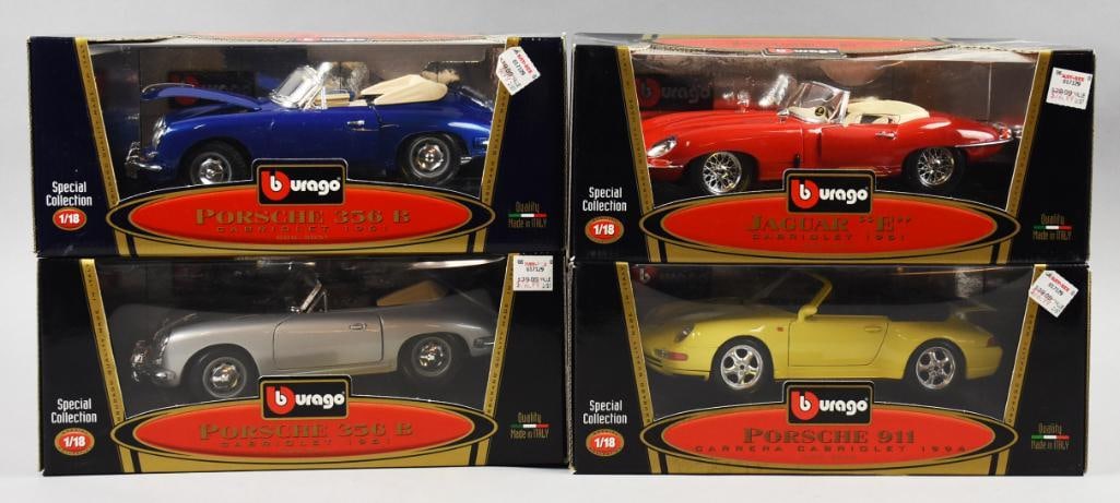 (4) Burago Porsche & Jaguar 1/18 Diecast-MIB-NOS (1 of 2)