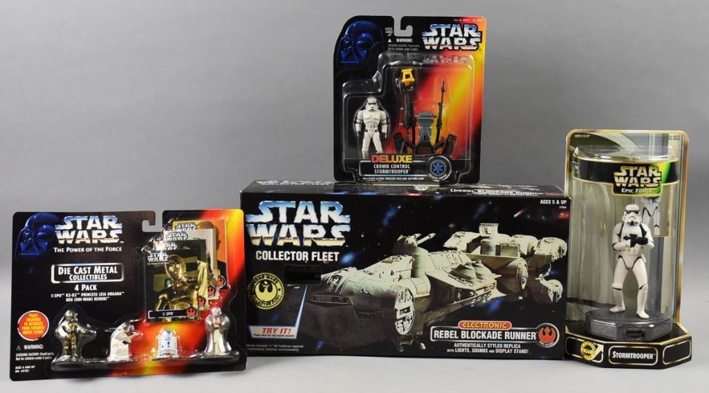 (4) 1995-96, 1998 Star Wars Fig/Rebel Blockade Runner-NOS (1 of 2)