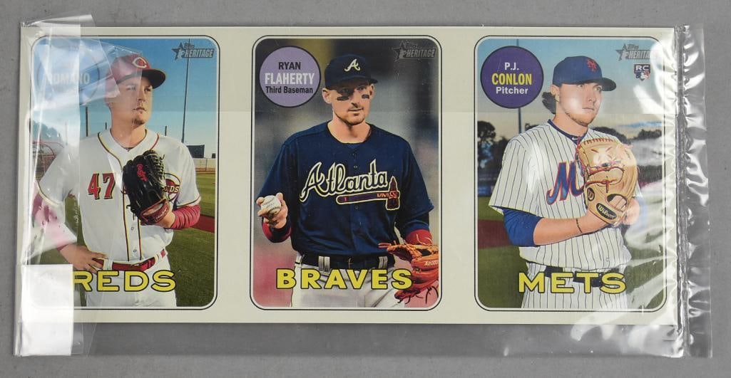 2018 Topps Heritage 3 in 1 Baseball Card, Ohtani: 2018 Topps Heritage 3 in 1 Baseball Card, Ohtani article on back discussing his first MLB victory.