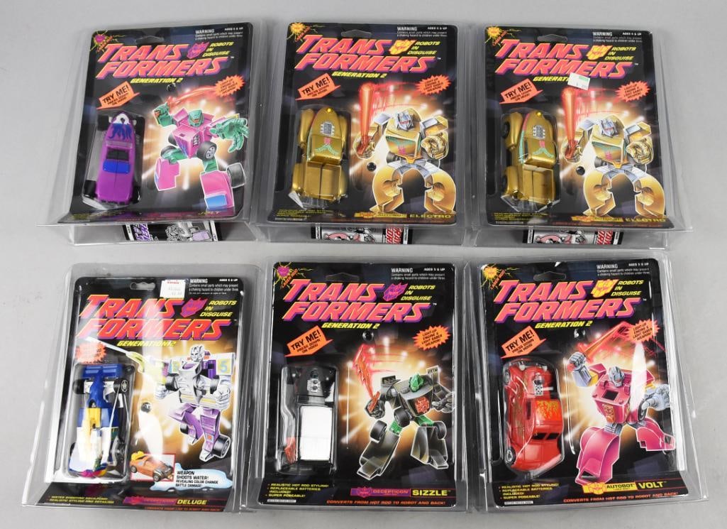 (6) 1994 Hasbro Transformers G2 Action Figures-MOC-NOS: Lot is six 1994 Hasbro Transformers G2 Action Figures-MOC-NOS. Single owner collection from the largest toy collector on the West Coast. Nice pieces.